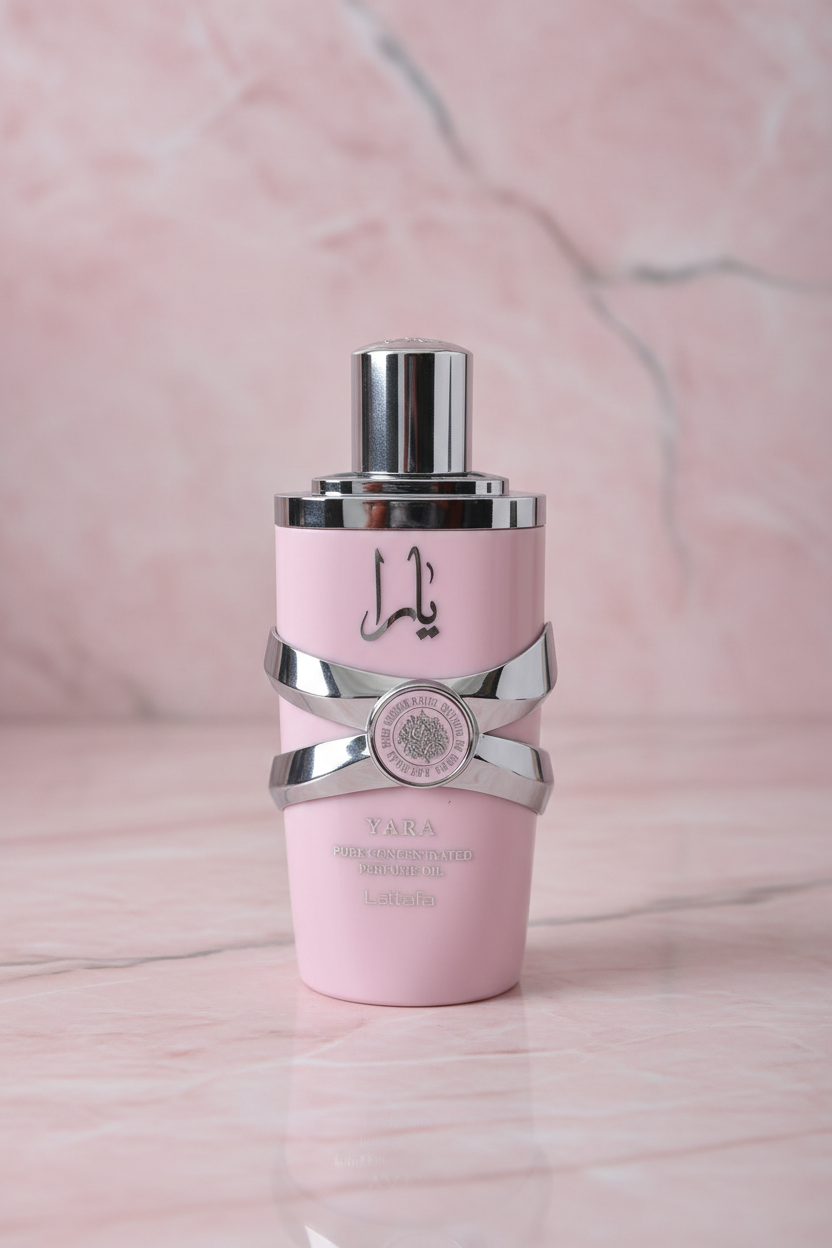 Flacon Yara Lattafa huile de parfum concentrÃƒÂ©e 20ml rose et argent