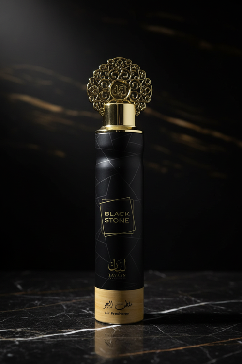 Flacon Black Stone by Layaan 300ml Ã¢â‚¬â€œ dÃƒÂ©sodorisant maison noir et or gÃƒÂ©omÃƒÂ©trique