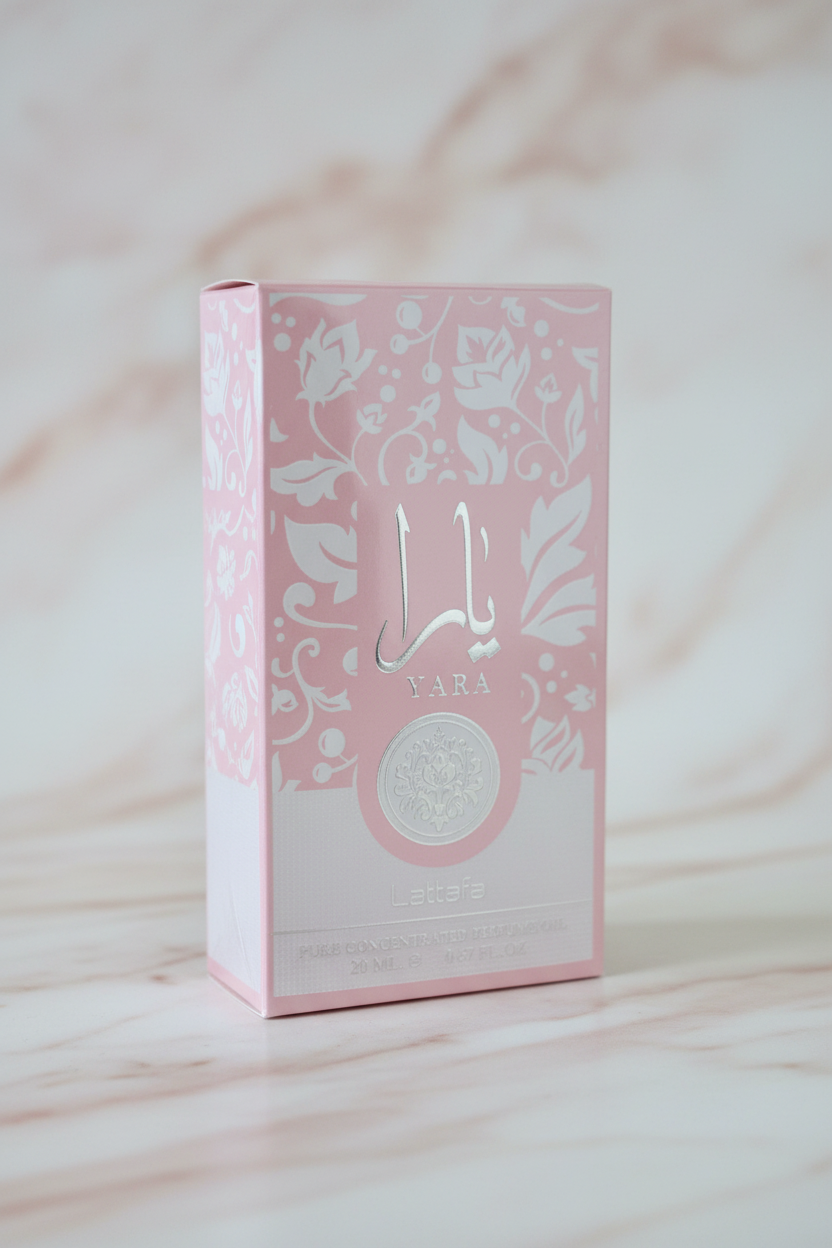BoÃƒÂ®te Yara Lattafa huile de parfum concentrÃƒÂ©e 20ml design floral rose