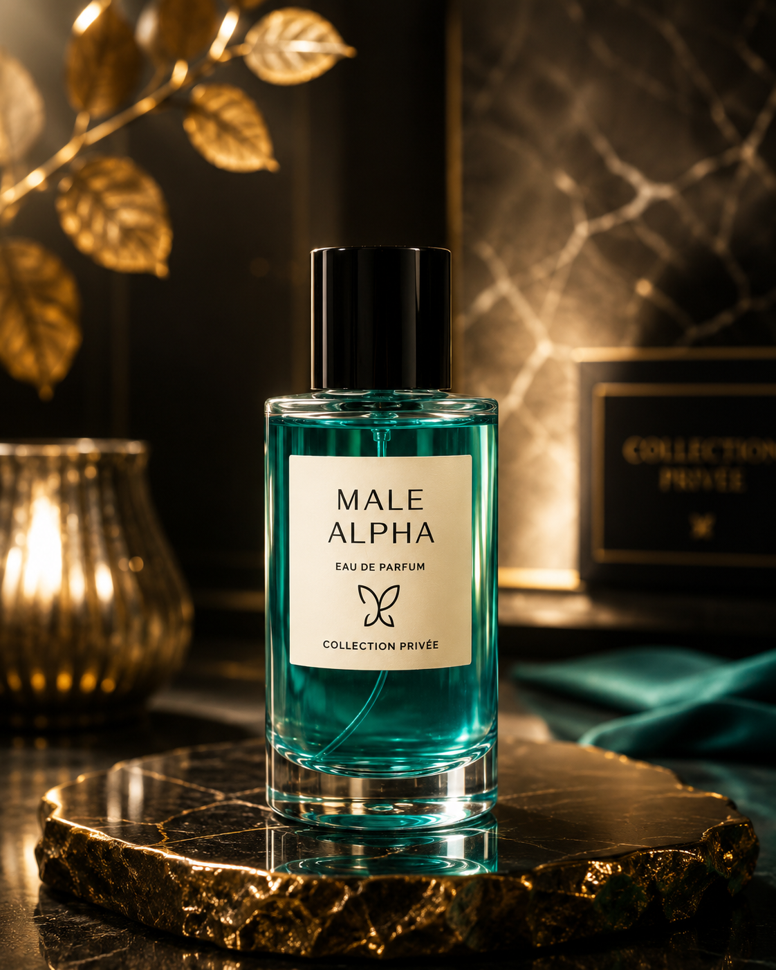 Male Alpha Collection Privée Eau de Parfum flacon turquoise