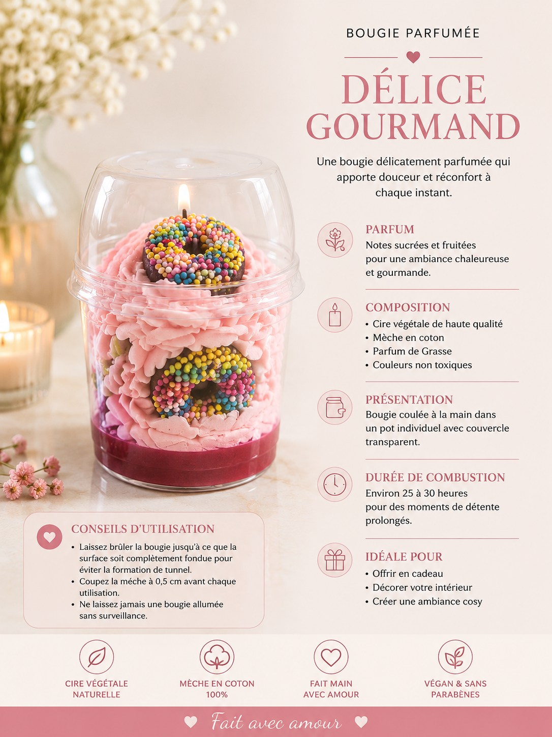 Bougie Dessert Cream Fraise packaging