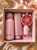 Coffret Cadeau Rose – Thermos, Parapluie & Ventilateur