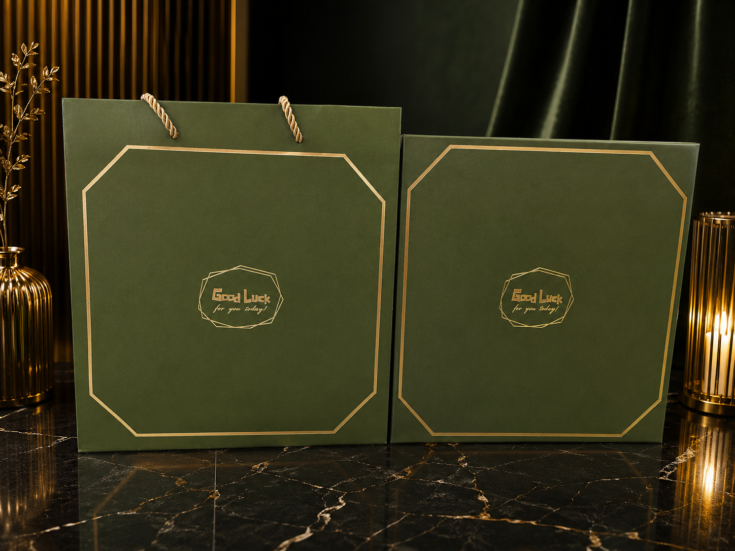 Coffret Cadeau Vert – Thermos, Parapluie & Ventilateur