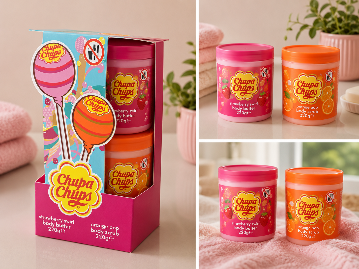 Chupa Chups Duo Body Scrub Orange Pop & Body Butter Strawberry Swirl – 2x220g