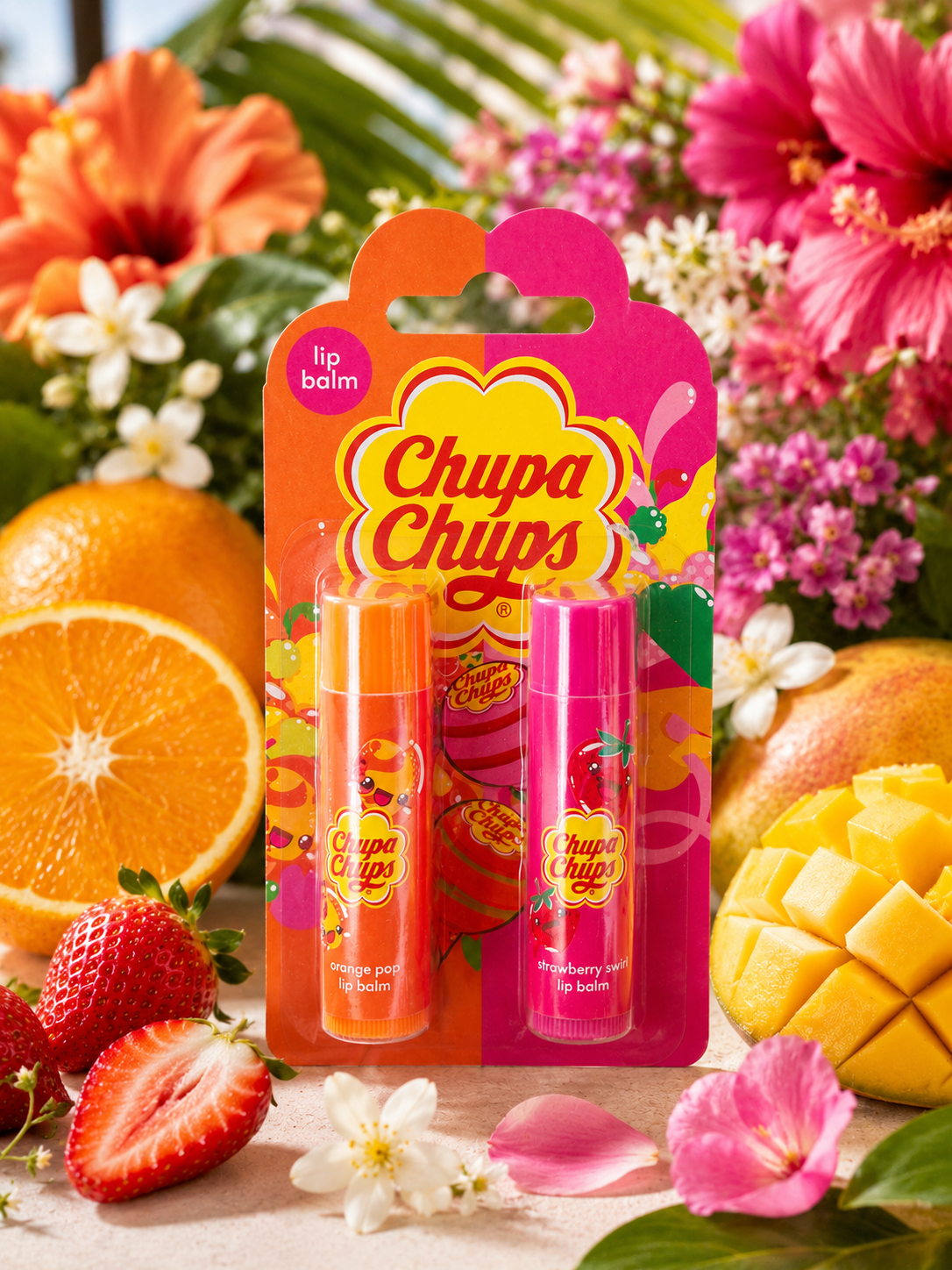 Chupa Chups Lip Balm Duo – Orange Pop & Strawberry Swirl
