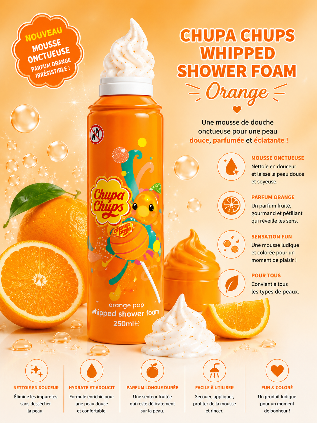 Chupa Chups Whipped Shower Foam – Orange Pop 250ml